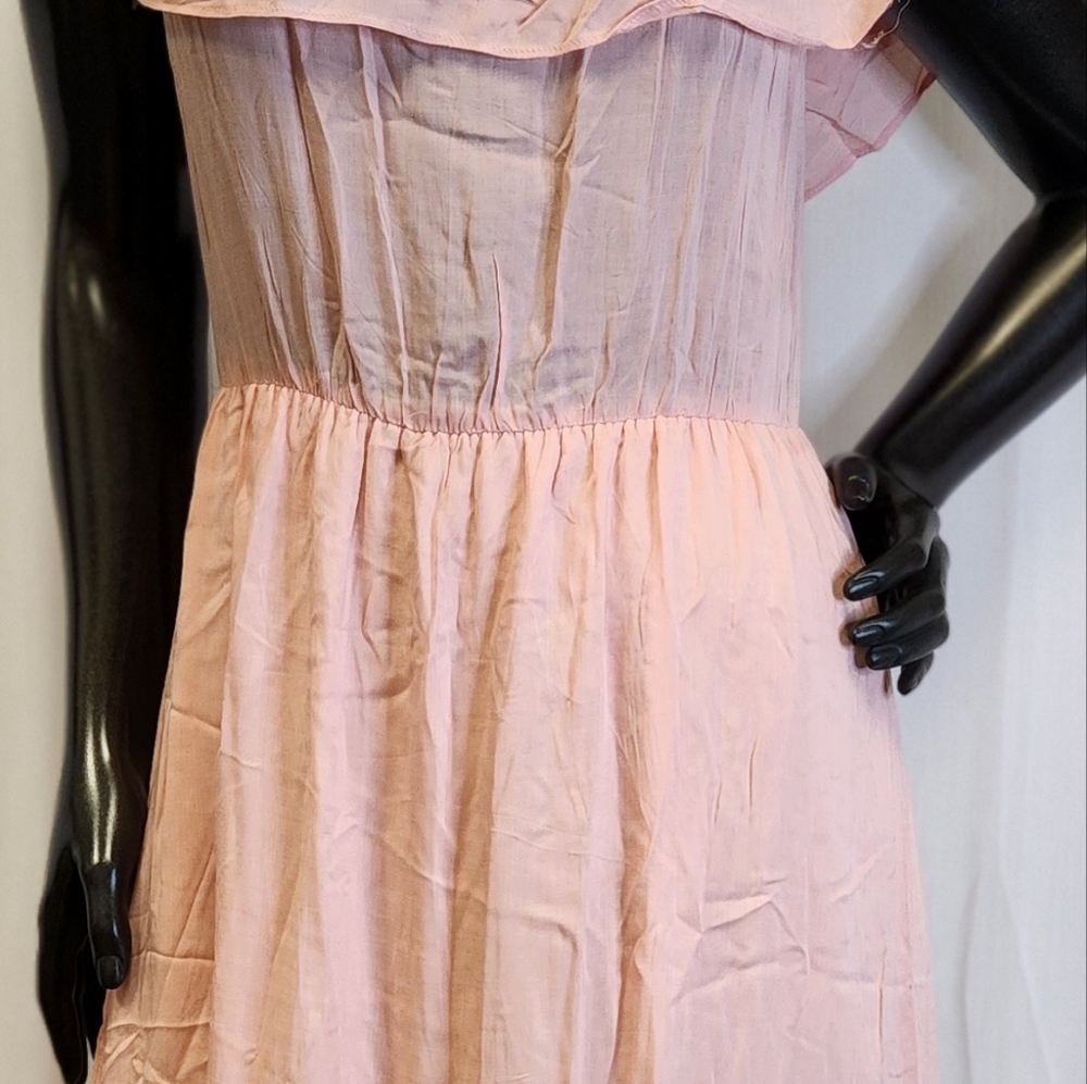 Pretty In Peachy Pink Off-Shoulder Maxi Dress with Ruffles - Picture 10 of 16